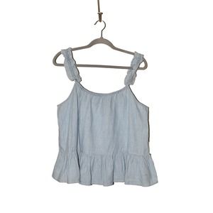 MADEWELL NEW $62 Denim Ruffle Strap Cami Top‎ Blue Size 12
